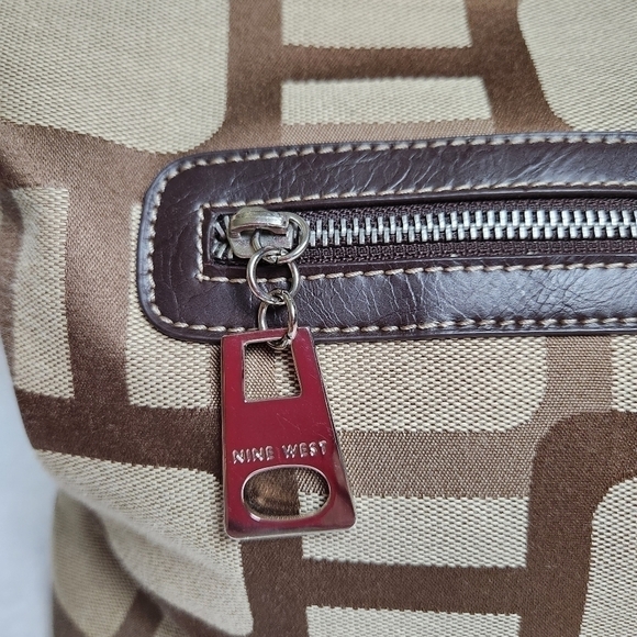 Shoulder bag Y2K Tote Hand bag Purse Vegan leather Cotton fabric Brown, tan - Picture 2 of 16